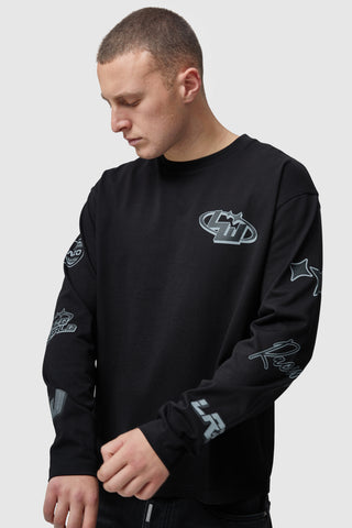 LORENZO WORLD STICKER LS TEE - BLACK