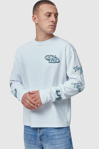 LORENZO WORLD STICKER LS TEE - WHITE